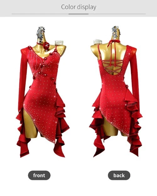 VETEMENTS Costume abbigliamento pratica danza latina vestiti bambina competizione gonna top festa