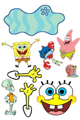 SpongeBob Essbar Square Party Tortenaufleger Torte Geburstag Zuckermasse + TEXT