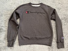 Champion Crew Neck Sweatshirt Mens Small Gray Cotton Casual Soft Chest Logo