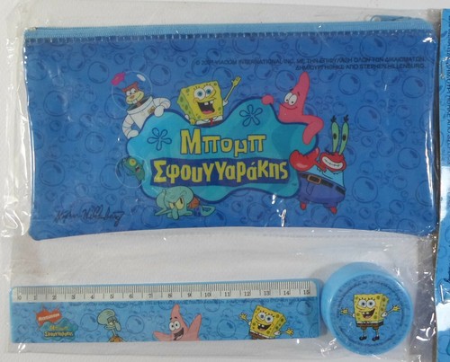 VIACOM 2007 SPONGEBOB SQUAREPANTS STATIONERY SET PENCIL CASE SHARPENER RULER MIP - Picture 5 of 10