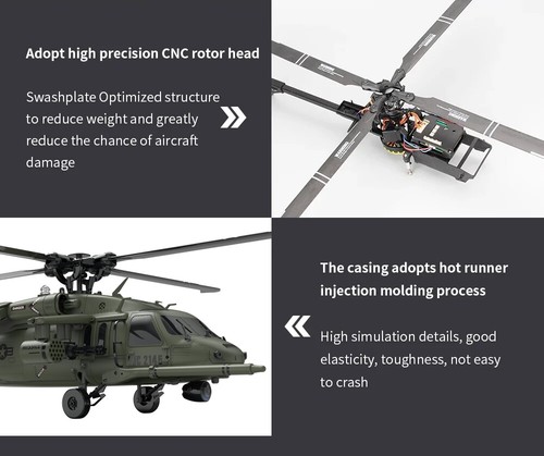 YXZNRC UH60 Black Hawk RC Hubschrauber mit 6-Achsen Gyro 2.4G 6CH Flybarless 3D - Bild 20 von 26