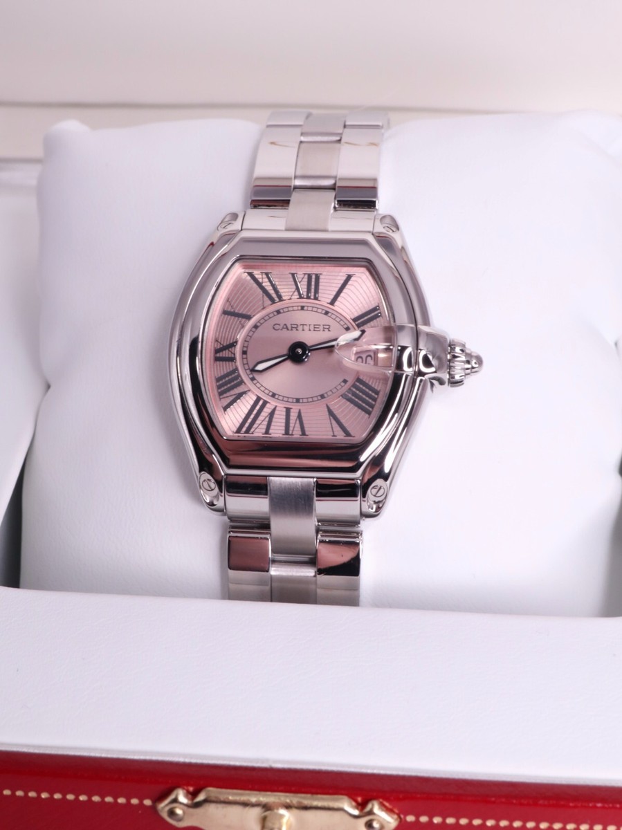Pristine 2010s Cartier Roadster Small Model W62017V3 Pink Dial