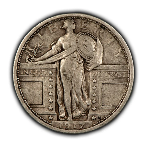 1917 Ty-1 25c Standing Liberty Quarter - Type 1 - VF Semi Key Date - SKU-T4793