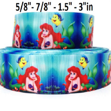 GROSGRAIN RIBBON 5/8",7/8",1.5", 3" Little Mermaid MD Printed Bulk USA SELLER