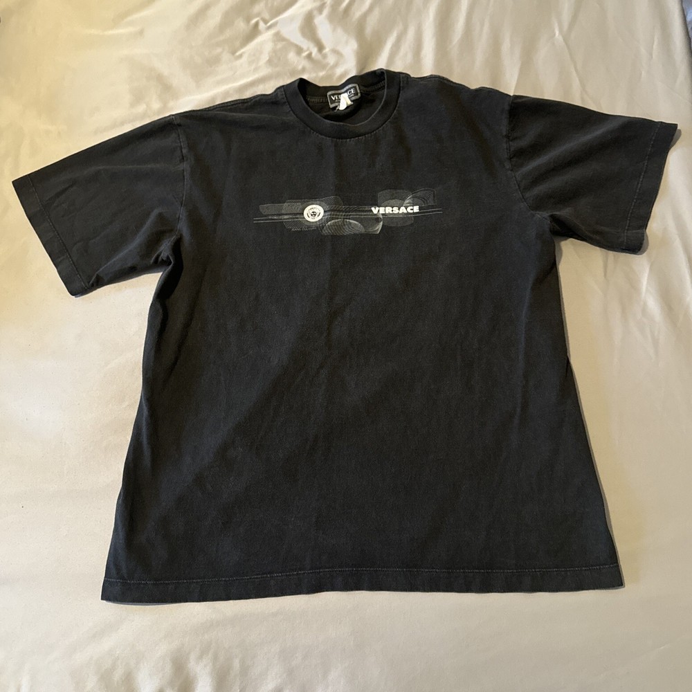 Versace Jeans Couture Authentic Baggy Shirt Men Black XL Faded Good Condition