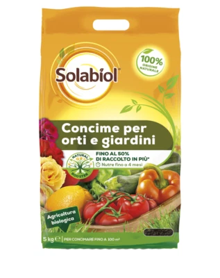 CONCIME SOLABIOL SBM ORTI E GIARDINI 100% BIOLOGICO NUTRE 4 MESI KG 5 X 100 MQ