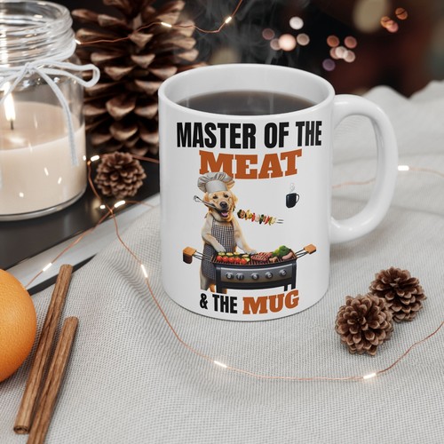 Master of the Meat & the Mug BBQ Dog Mug Funny Grilling Gift Dad Men Dog Lovers - Picture 6 of 11