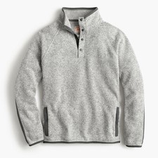 J. Crew Sweater Fleece Buttoned Mockneck Pullover - Lt. Grey - K4269 - Large