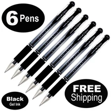 Uni-ball Signo 0.7 Gel Grip Pen 65450, Black Uni Super Ink, Pack of 6 Pens