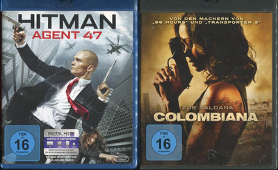 Colombiana + Hitman: Agent 47 [Blu-ray] Action / Thriller - Zoe Saldana.