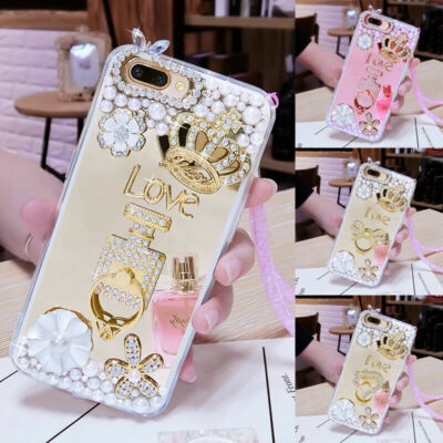 Für Samsung Note20/10/8 S23/S9/S24 Bling Diamant Spiegel Ring Halter Hülle mit Seil