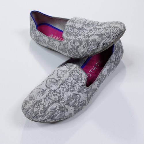 Rothys Python-Print Slipper Loafer flache Schuhe grau Strick Damengröße 6,5 - Bild 1 von 12