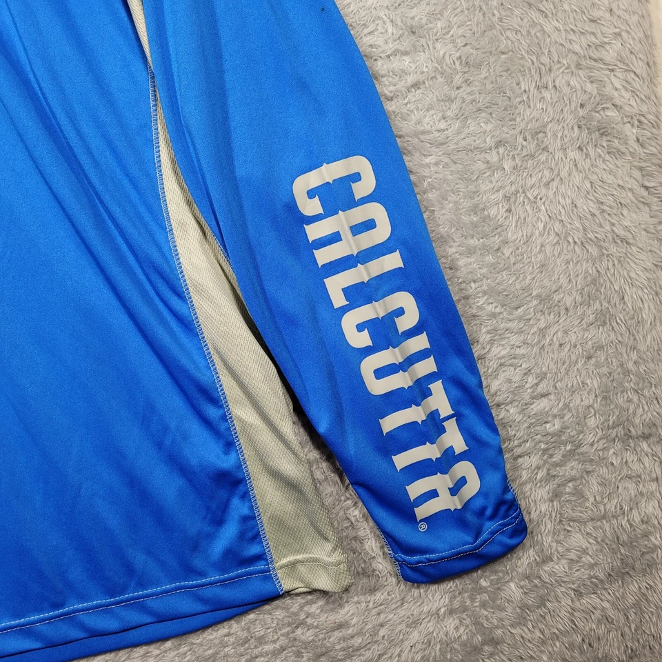 Camisa Calcuta Para Hombre Grande Azul Gris Calavera Logo Manga Larga - Mancha Foto 3 de 4