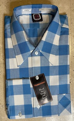 Hammerschmid Langarm Herren Hemd Gr. 41 Blau weiß kariert