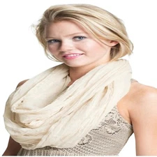 Cream Mobius Infinity Scarf Snood Circular Tube Cowl Shawl Stole Pashmina *NEW*