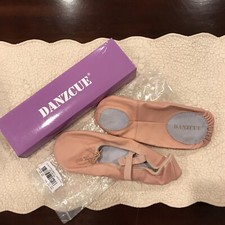NEW Danzcue Adult SZ 9.5 Pink Split Sole Genuine Soft Leather Ballet Slipper