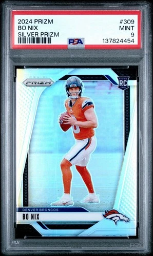 2024 Prizm Bo Nix Silver Prizm Rookie #309 (RC)  PSA 9 MINT 🔥