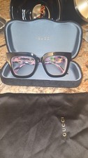 Gucci Women s Black Rectangular Full Rim Plastic Eyeglasses Multicolor Logo
