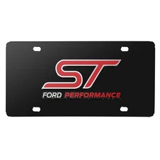 Ford Performance ST 3D Logo on Black Stainless Steel License Plate