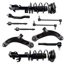 For 07-2012 Nissan Versa 10pc Front Struts Lower Control Arm Tierod Sway Bar Kit