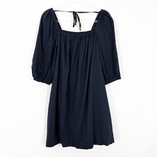 MADEWELL Square-Neck Puff-Sleeve Mini Dress 6 Navy Blue Easy Fit NEW Tag B9