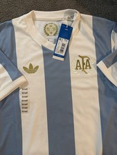 Adidas Argentina National Team Soccer Jersey White/Blue Stripes Size S