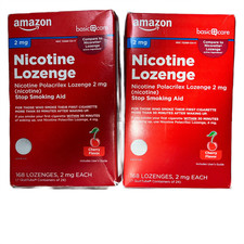 2x Amazon Basic Care Nicotine Polacrilex Lozenge 4 mg, Cherry Flavor BB 1/26