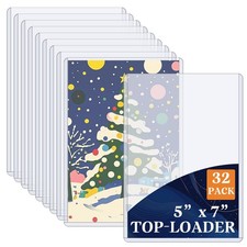 32 Pack Toploaders for Cards, 5X7 Photo Sleeves, Rigid Hard Plastic Card Slee...