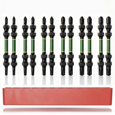 12-Piece Double-Ended Torx & Phillips Screwdriver Bit Set, 1/4'' Hex Shank 65m...