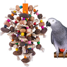 Deloky Large Parrot Bird Chewing Toys, Natural Nuts Corn Parrot Tearing Toy, Woo