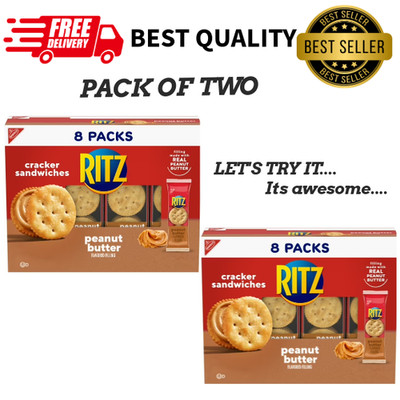 RITZ Peanut Butter Sandwich Crackers 8 Snack Packs Pack of 2 Lunch Snacks