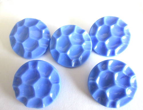 6 Magnificent Czech Vintage Style Glass Buttons BLUE