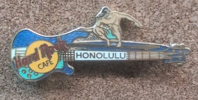 Hard Rock Cafe Pin - HONOLULU - Blue & Aqua Viger Bass with Surfer - (#3162)