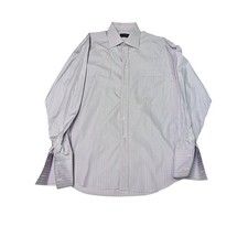 CANALI Exclusive Mens Striped Dress French Cuff Shirt Made in Italy Cotton XL