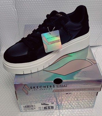 Skechers Women's 11 Street Los Angeles Flex Flossy Black Air Cooled Memory Foam