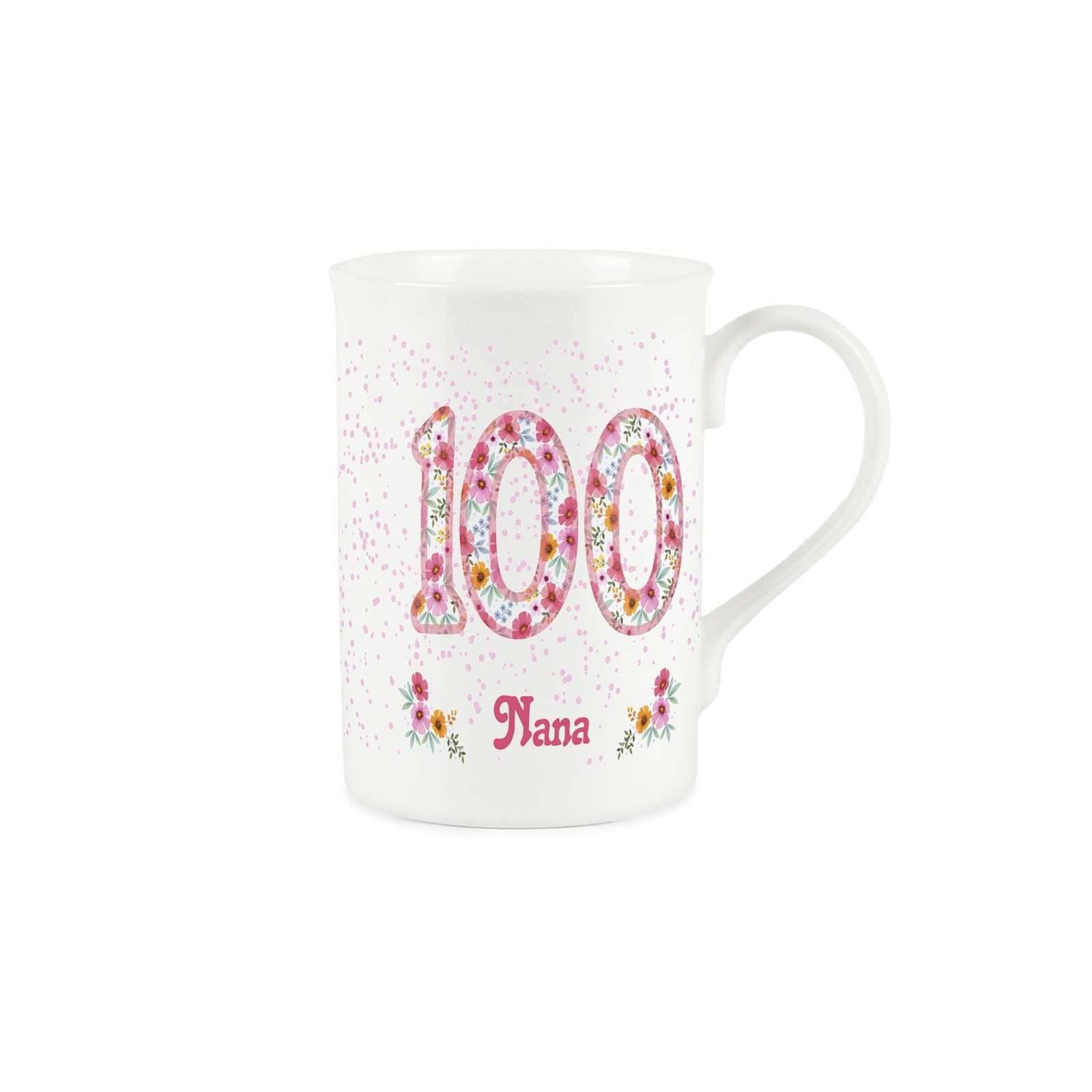 Nana 100th Birthday Mug - Pink Floral Bone China Tea/Coffee Cup Gifts
