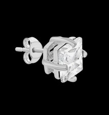 Męski kwadratowy kolczyk z ćwiekami 7mm kwadratowe nauszniki 925 srebro szterlingowe okucia w pudełku