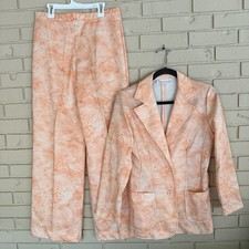 Vintage 70s Women's Leisure Suit Size S Peach Polyester Disco Going Out Power