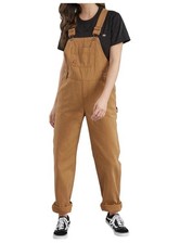 Dickies Women's Relaxed Fit Straight Leg Canvas Bib Overalls Brown Size S