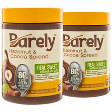 Hazelnut & Cocoa Spread by Barely, Low Sugar & No Artificial Pack of 2 
