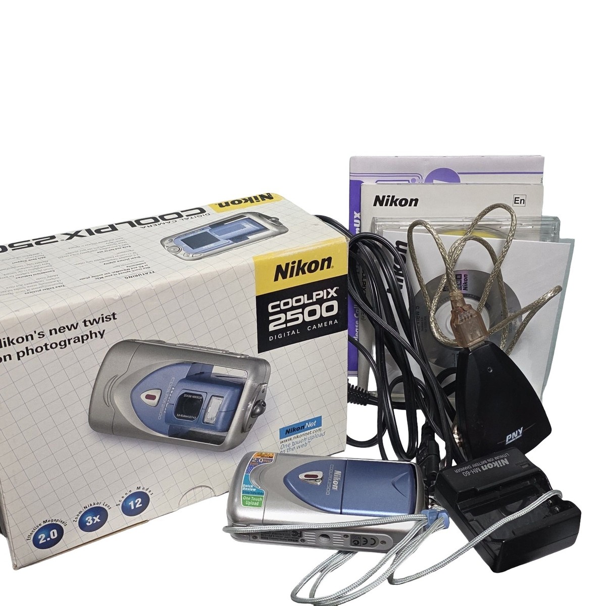 Nikon COOLPIX 2500 Digital Camera - Silver Complete in box