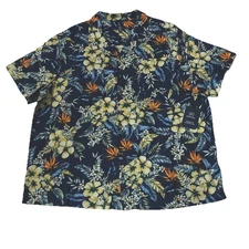 George Hawaiian Shirt Men 3XL (54-56) Storm Blue Tropics Button Up Camp Shirt