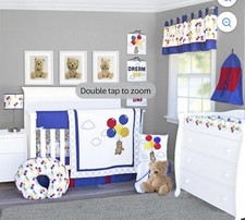 Bears and Balloons, Red, Blue, Yellow 5 Piece Baby Crib Bedding Set Pam Grace