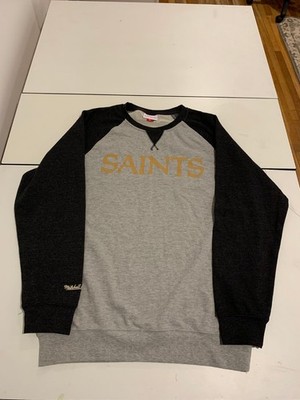 New Orleans Saints Mitchell Ness Sweatshirt XL Gray Retro NFL Raglan  Crewneck