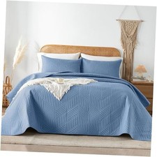 Quilt Bedding Set,Ultrasonic Quilt Set Reversible Microfiber Twin Bluish Grey