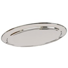 Oval Serving Platter Stainless Steel Food Snack Dinner Tray Metal Dish Plate