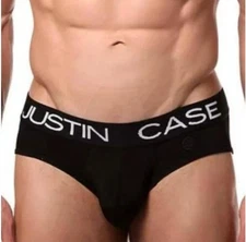 Men's Rare Vintage Justin Case Black Brief Mens Size XL