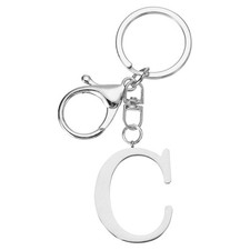 Initial Letter Key Chain Letter A-Z Keychain Initials Keyring, Silver C 