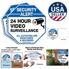 2-Pack Reflective Video Surveillance Signs - 10x10 Aluminum Security Alert
