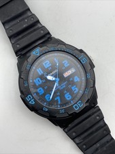 Casio Watch Men Black Blue MRW-200H Round Dial 43MM New Battery 10 Inch